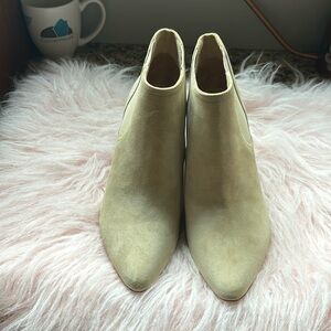 Joie Barleena Suede Cone Heel Ankle Boot Beige New Size 39 or 8.5
